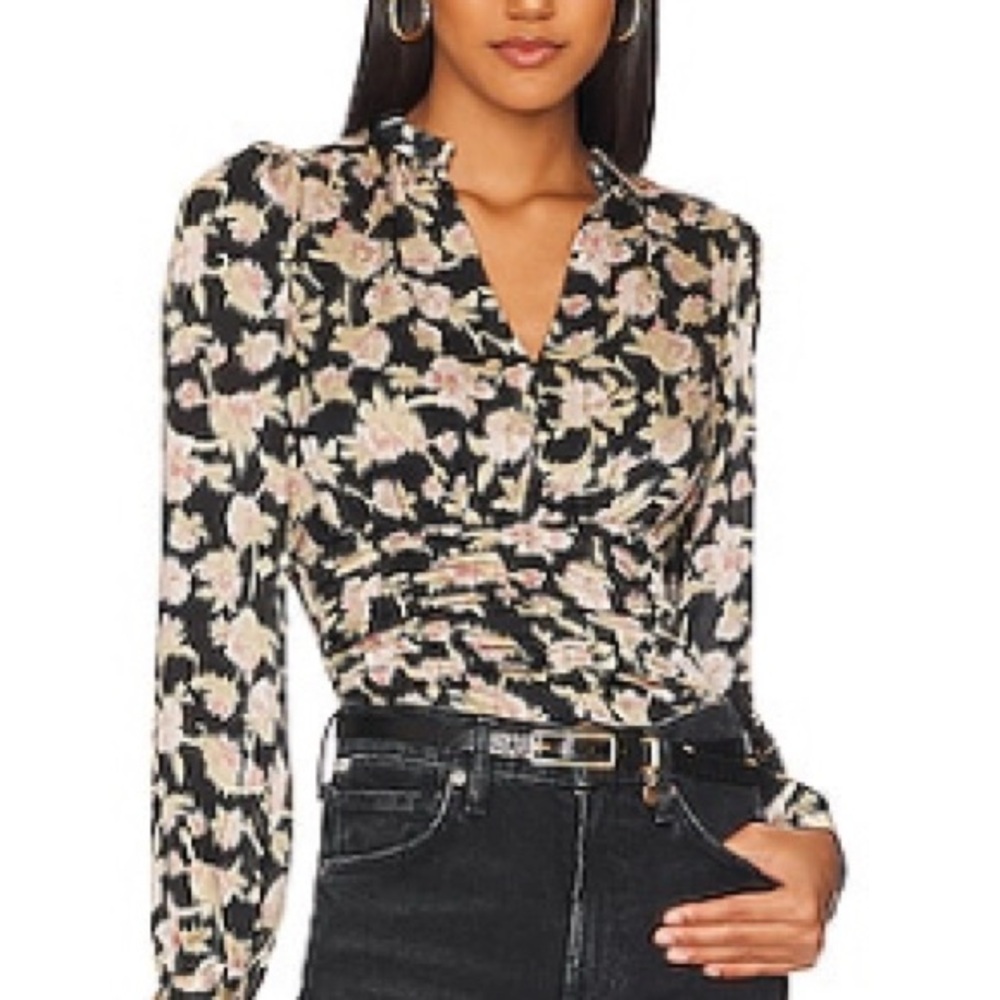 Heartloom Black and Cream Fitted Long Sleeve Blouse